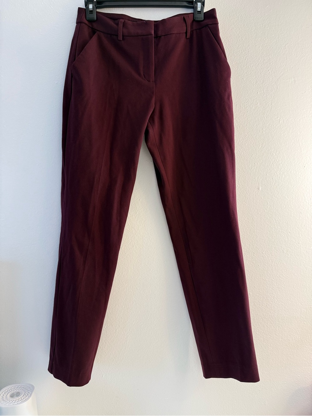 Express Slim Straight Pants in Burgundy